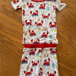 Little Sleepies Red and Cream Crab Sand Castle Pajama Set 3T PJ Jammies toddler